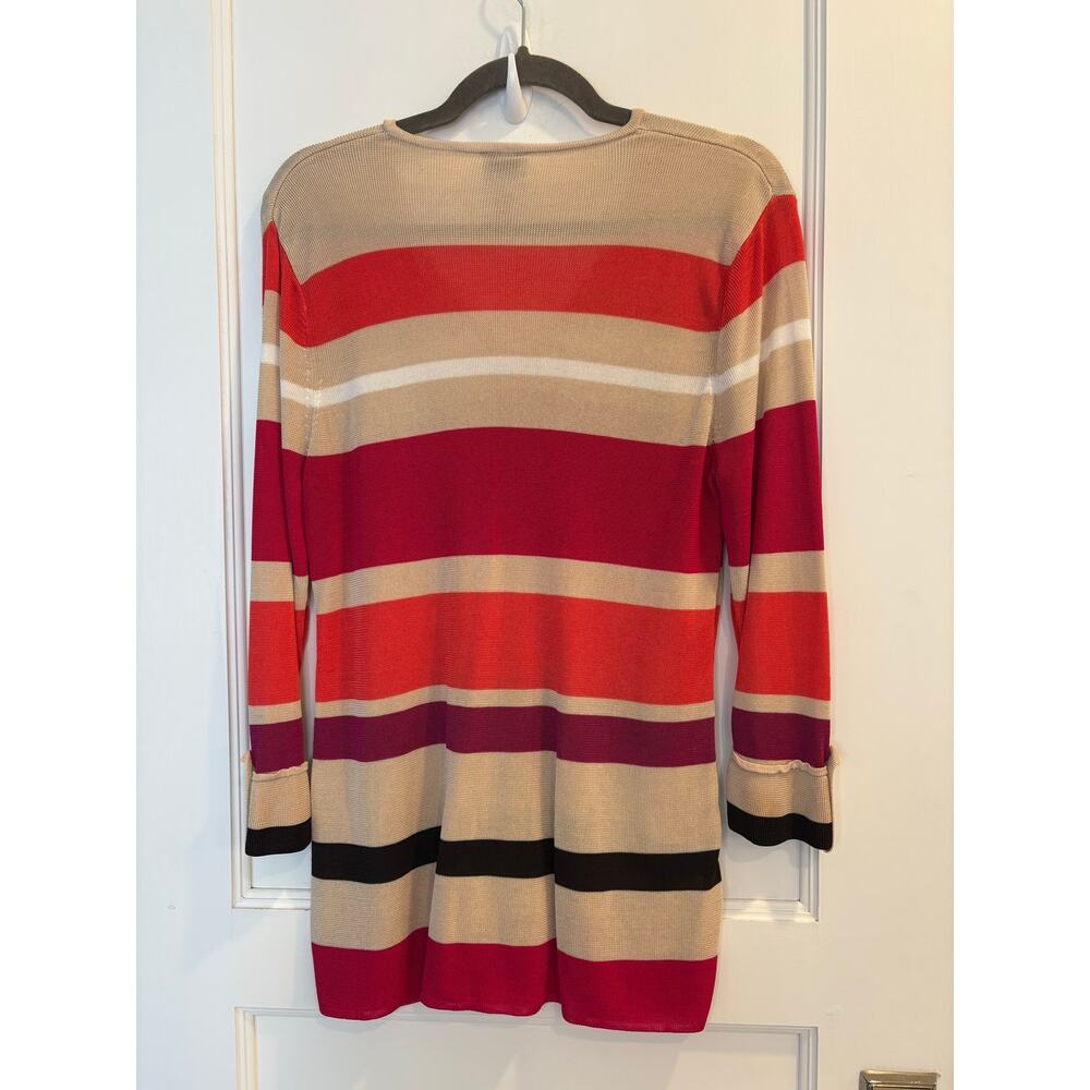 Chicos Sunset Stripe Paradiso Tab Sleeve Knit Sweater Tunic V-Neck Size 3 / XL - Picture 3 of 4